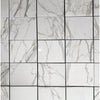 White marble tile pattern of Calacatta Gold Baseboard Trim Molding polished finish