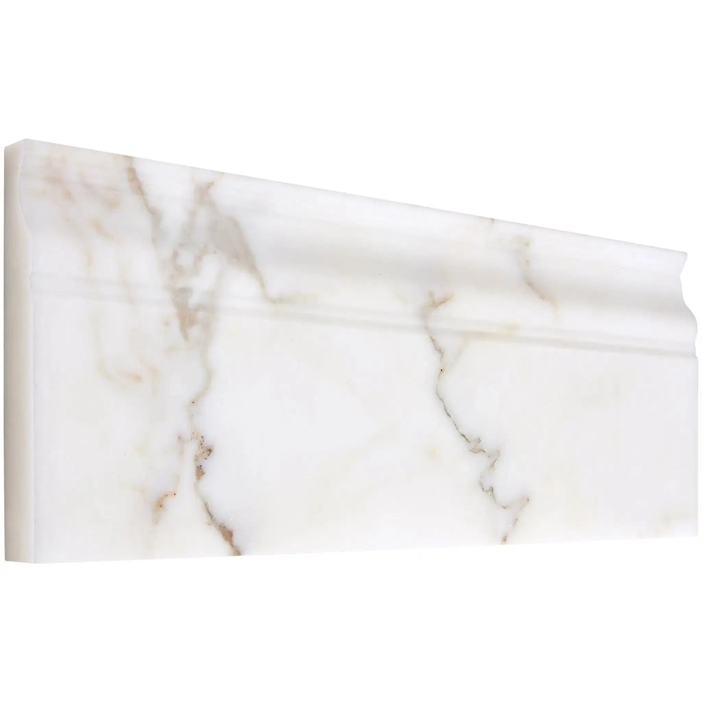 White marble molding in Calacatta Gold Baseboard Trim for elegant interiors