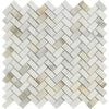 Calacatta Gold Mini-Herringbone Mosaic Marble Tile in polished and honed finish