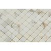 Calacatta Gold 5/8X5/8 Polished or Honed White Marble Mosaic Tile Display