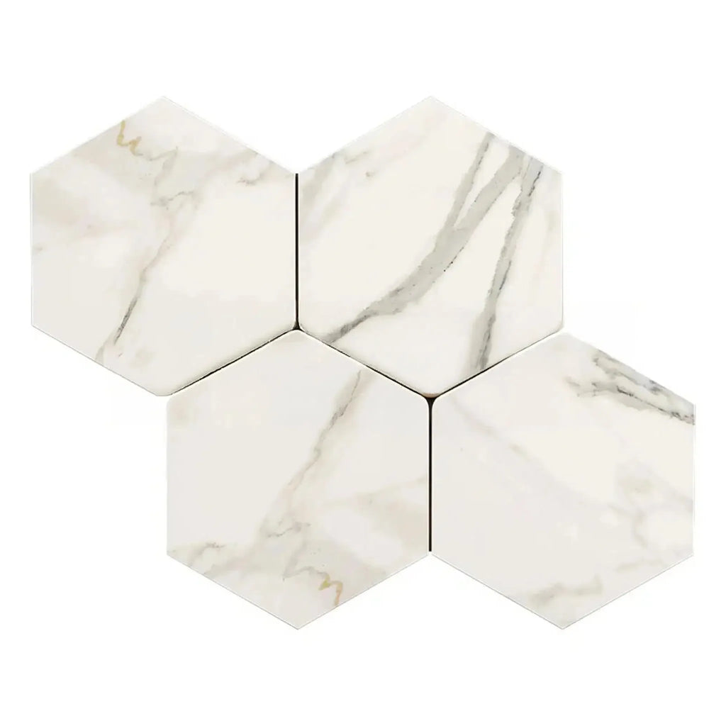 Calacatta Gold 6 Inch Hexagon Mosaic Marble Tile with polished or honed finish