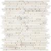 Calacatta Gold Bamboo Sticks Mosaic Marble Tile in white marble mosaic design