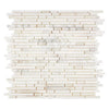 Calacatta Gold Bamboo Sticks 8mm Random-Strip Mosaic Marble Tile in polished finish