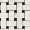 Calacatta Gold Basketweave Mosaic Tile featuring a luxurious marble pattern with Black accents