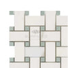 Calacatta Gold Basketweave Mosaic Tile featuring White and Green design in polished finish