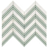 Calacatta Gold Chevron Mosaic Marble Tile with Ming Green accents, polished or honed finish