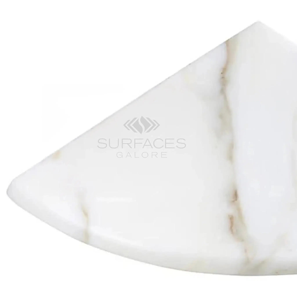 Triangular Calacatta Gold marble slab for elegant shower corner shelf design