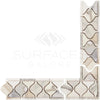 Arabesque marble tile border featuring Calacatta Gold Lantern polished corner design