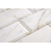 Calacatta Gold Marble 3X6 Deep-Beveled Polished-Honed White Marble Brick Tiles