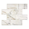 Calacatta Gold Marble 3X6 Deep-Beveled Polished-Honed white marble-patterned tiles