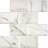 Calacatta Gold Marble 3X6 Deep-Beveled Polished-Honed Rectangular Tiles Displayed