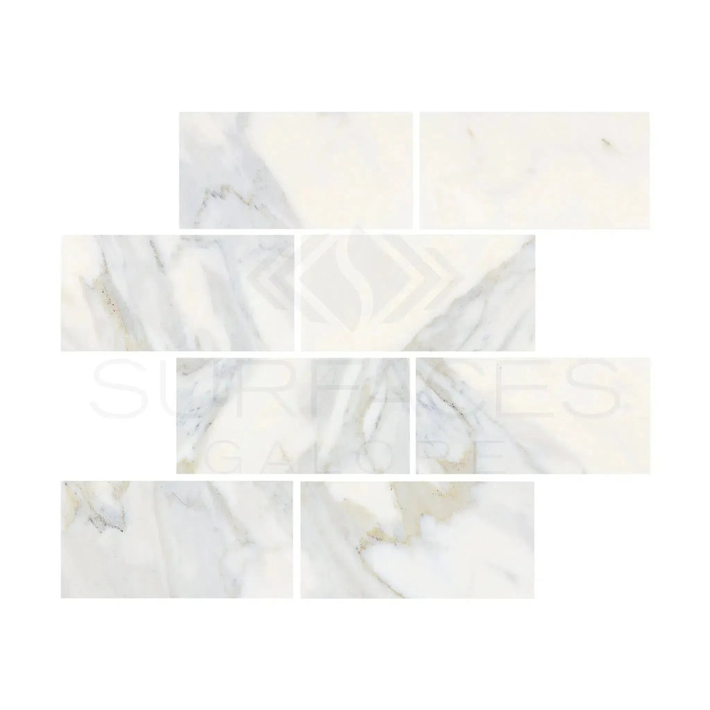 Calacatta Gold Marble 3X6 Polished or Honed with elegant marble-patterned tiles