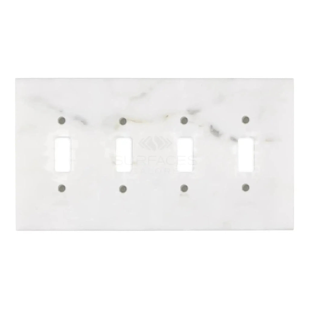 Calacatta Gold Marble four-gang toggle switch wall plate for elegant home decor