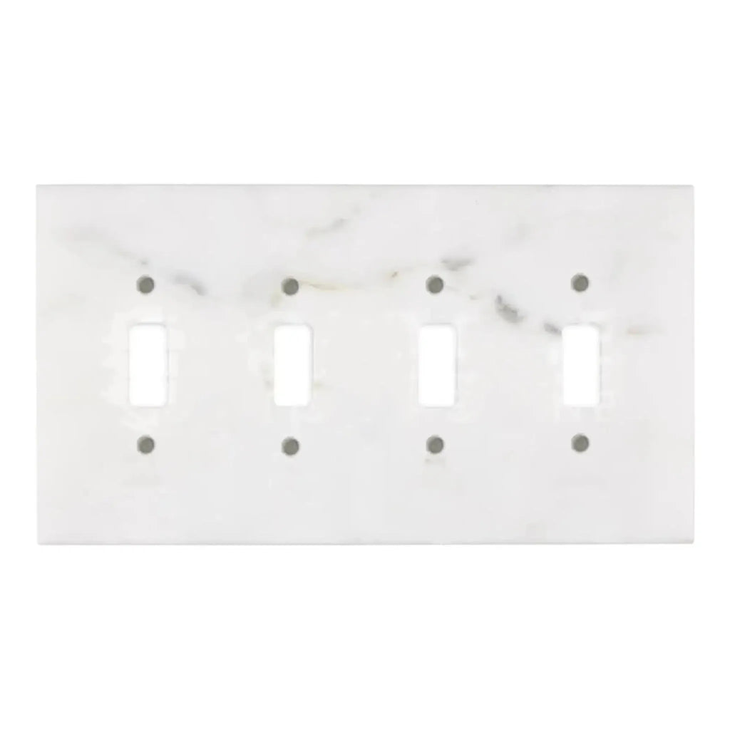 Calacatta Gold Marble Four-Gang Toggle Switch Wall Plate for stylish home décor