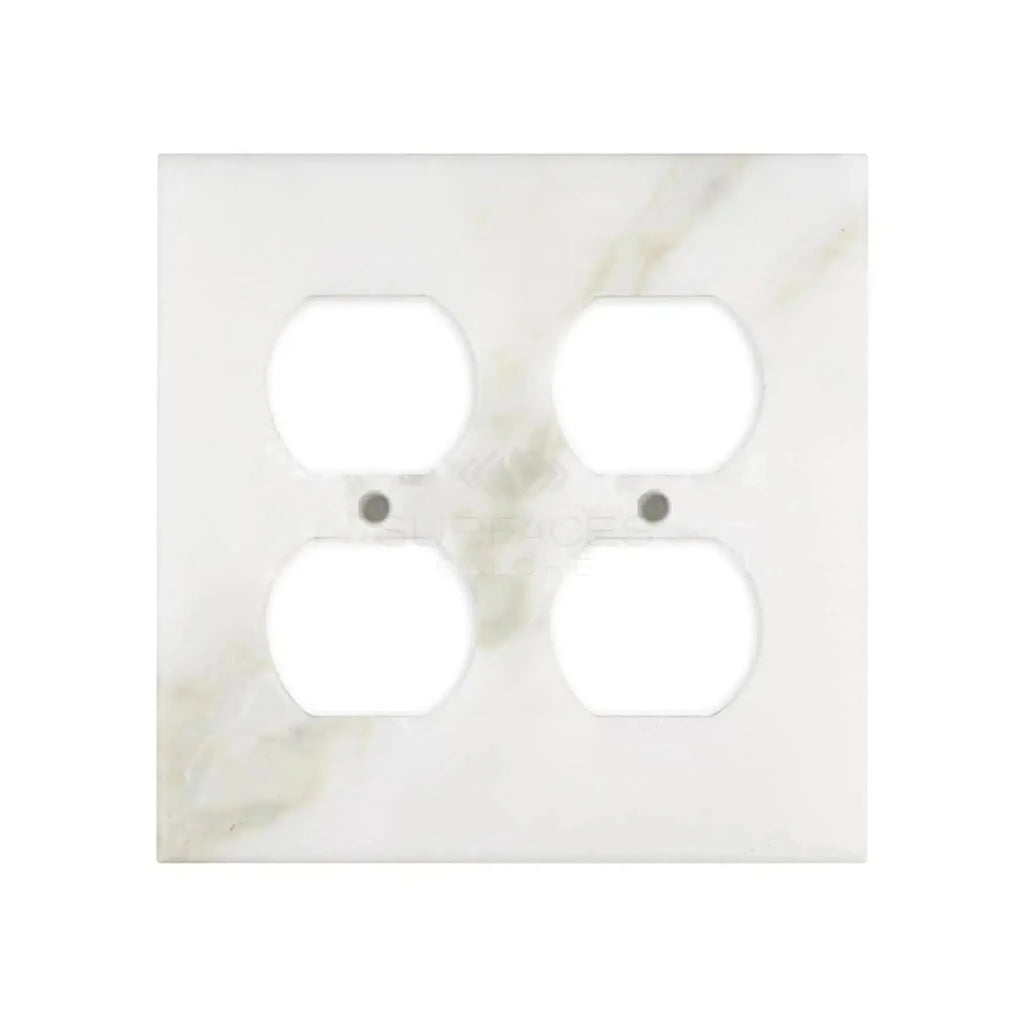 Calacatta Gold Marble Double DUPLEX Switch Wall Plate with marble-patterned quad cover