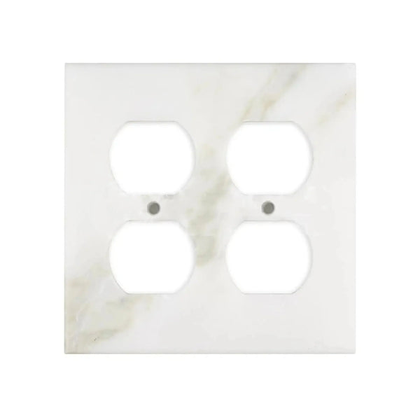 Calacatta Gold Marble double duplex switch wall plate with marble-patterned design