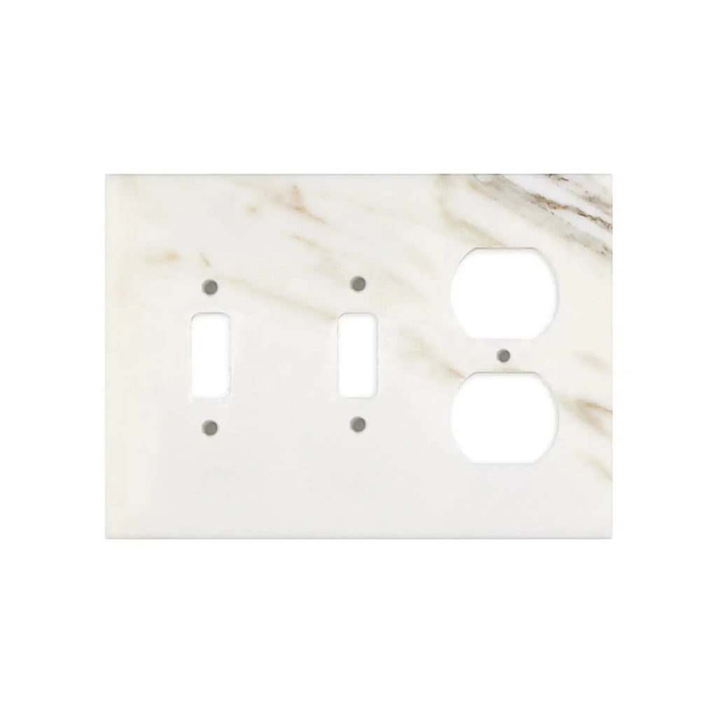 Calacatta Gold Marble Double Toggle Duplex Switch Wall Plate with elegant marble pattern