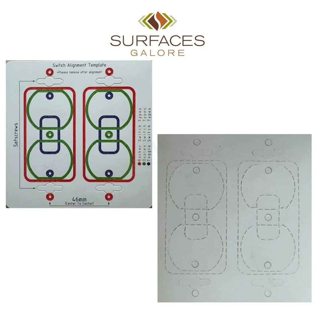 Switch alignment template for Calacatta Gold Marble Double Toggle Duplex Wall Plate