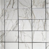 White marble-patterned tile grid on Calacatta Gold Marble Double Toggle Wall Plate