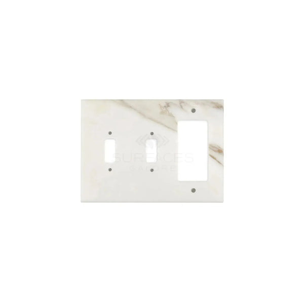 Calacatta Gold Marble Double Toggle Rocker Switch Wall Plate with elegant marble pattern