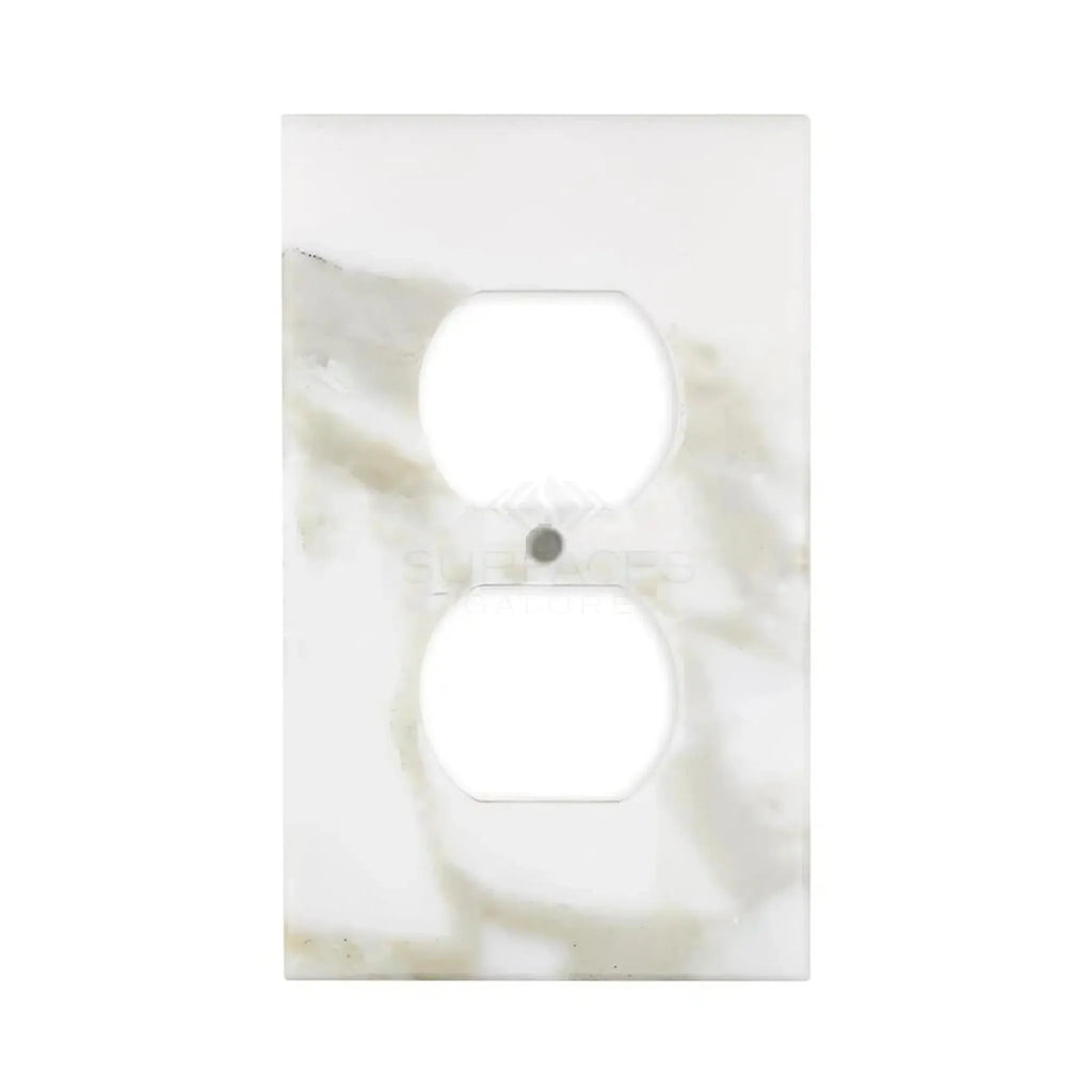 Calacatta Gold Marble Single Duplex Plate Switch Wall Plate with elegant marble pattern