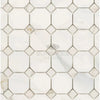 White octagon and diamond tile pattern of Calacatta Gold Mosaic Marble Tile