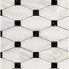 Calacatta Gold Octave long octagon marble tile in black and white mosaic pattern