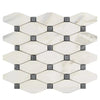 Calacatta Gold Octave Long Octagon Mosaic Tile with Blue-Gray Design in Polished Finish