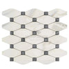 Calacatta Gold Octave Long Octagon Mosaic Marble Tile with Blue-Gray Polished Finish