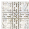 Calacatta Gold Pinwheel Mosaic Marble Tile featuring elegant white marble design