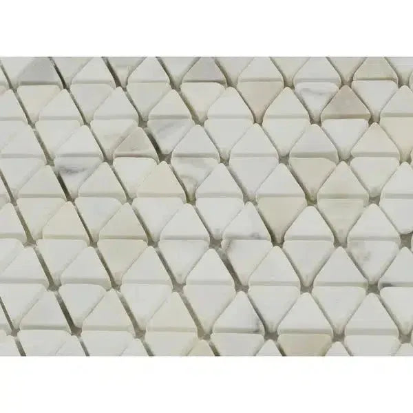 Elegant Calacatta Gold Triangular Hexagon Mosaic Marble Tile Tumbled in white marble pattern