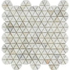 Calacatta Gold Triangular Hexagon Mosaic Marble Tile Tumbled in white marble