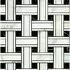 Interwoven black and white marble tile pattern of Calacatta Gold Triple-Weave Mosaic