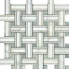 Woven marble tile pattern featuring Calacatta Gold and Ming Green polished mosaic finish