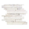 Calacatta Oliva Marble Manhattan Random-Strip Polished Mosaic Tile in White Marble