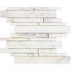 Calacatta Oliva Marble Manhattan Random-Strip Polished Mosaic Tile in White Marble