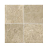 Four beige Cappuccino Marble 12X12 polished tiles arranged aesthetically