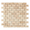 Beige Brick Mosaic Tile in Cappuccino Marble 1X2 Polished Finish Product Display