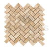 Beige herringbone mosaic tile in Cappuccino Marble 1X2 polished finish