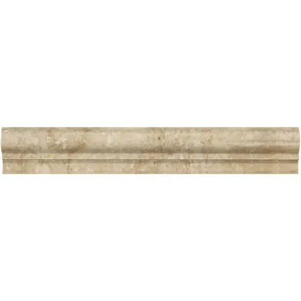 Beige marble border tile in Cappuccino Marble 2X12 OG-1 polished chair rail trim