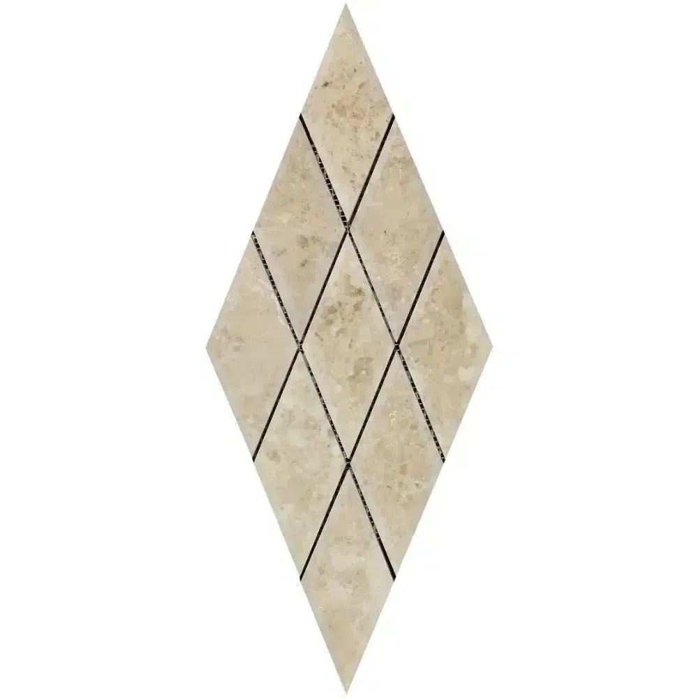 Cappuccino Marble 3X6 Deep-Beveled Diamond Mosaic Tile Polished in diamond pattern