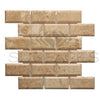 Beige marble brick mosaic tile from Cappuccino Marble 3X6 Deep-Beveled Polished collection