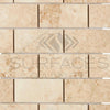 Beige marble brick mosaic tile from the Cappuccino Marble 3X6 Polished collection