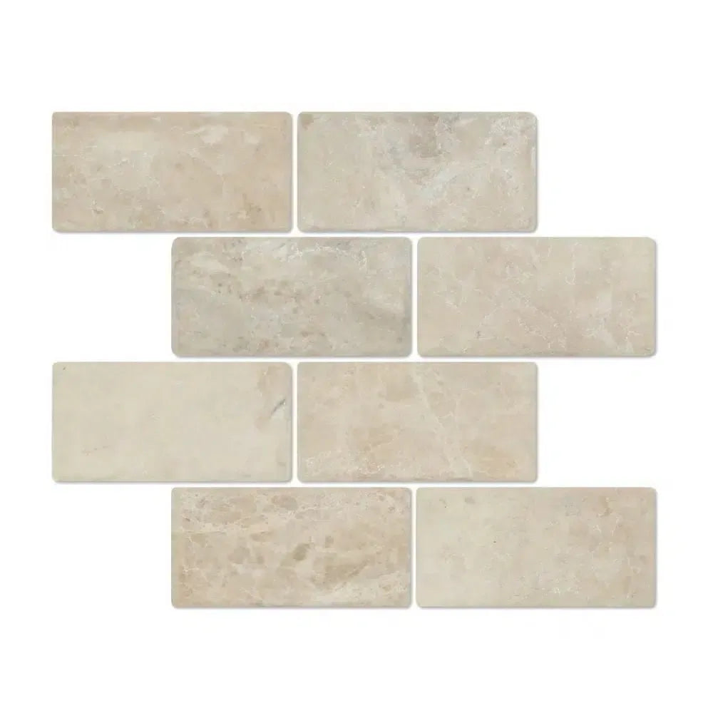 Cappuccino Marble 3X6 Tumbled Rectangular Beige Stone Tiles showcasing elegant design