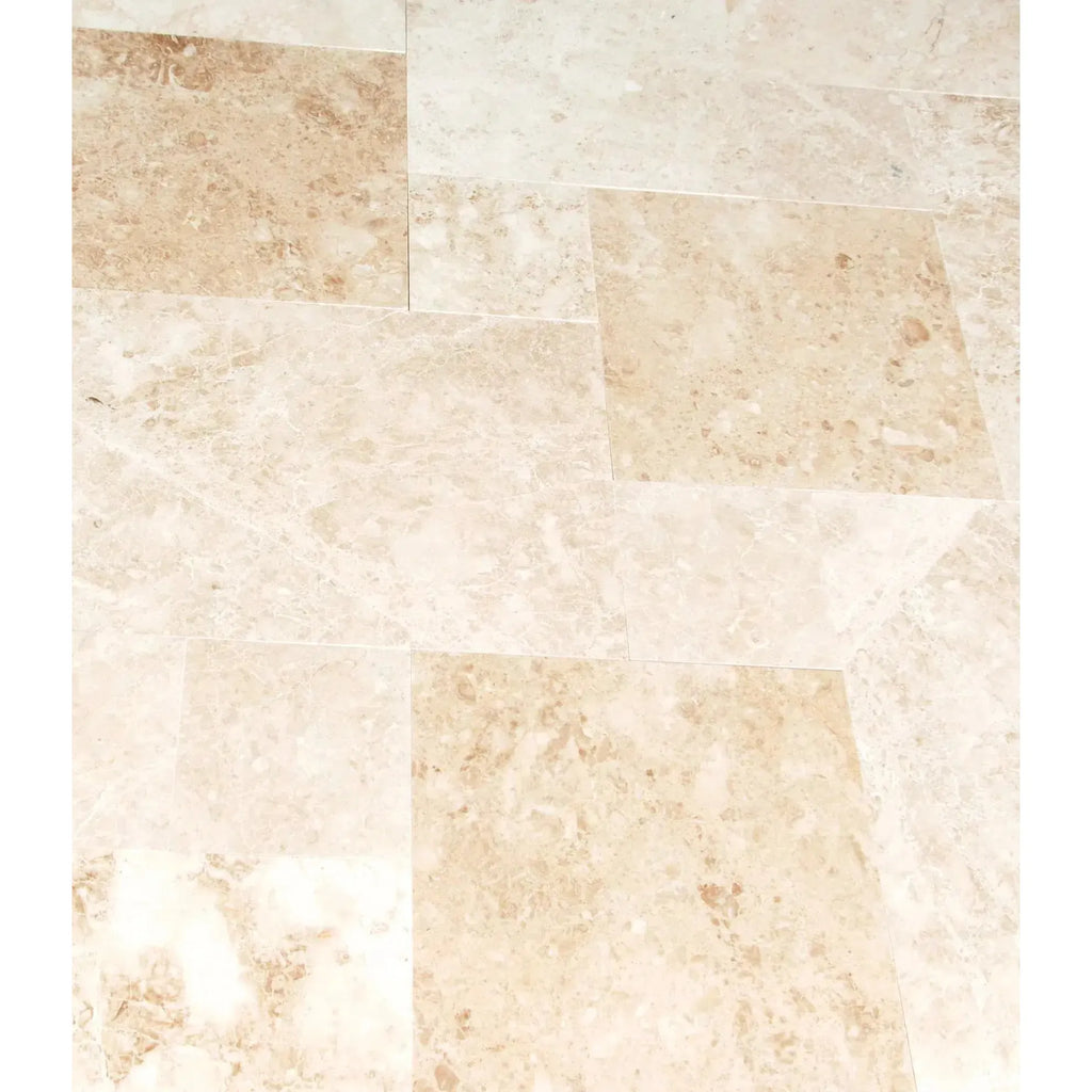 Beige marble floor tiles from Cappuccino Marble Versailles Pattern set