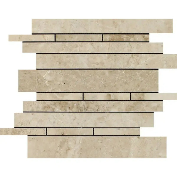 Beige Marble Mosaic Tile from Cappuccino Marble Random Strip Mosaic Tile Polished