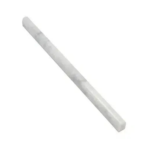 Carrara White 1/2X12 Pencil Liner Polished showcasing elegant white marble tile