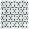 Carrara White 1 inch Hexagon Mosaic Marble Tile in polished or honed finish