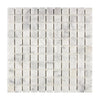 Carrara White 1X1 Mosaic Marble Tile Polished or Honed with white marble detail