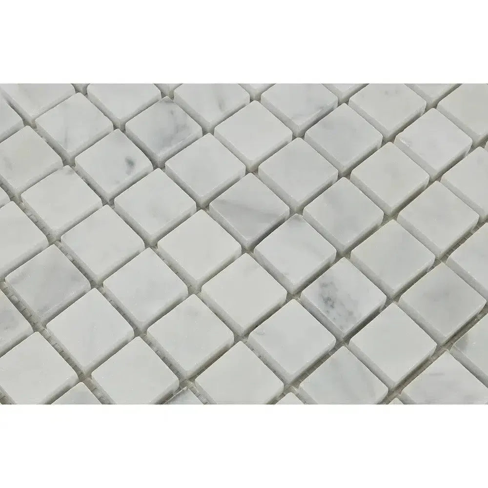 Carrara White 1X1 Mosaic Marble Tile polished or honed in white marble design